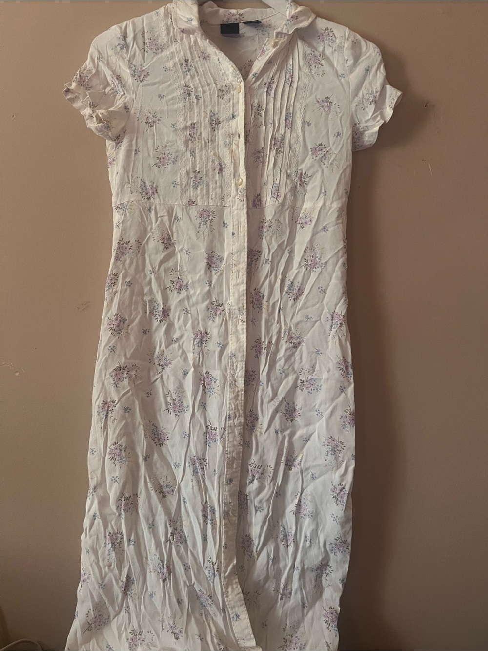 Gap doen pale pastel yellow colorful Floral Button-Front midi sheer Dress s/m co